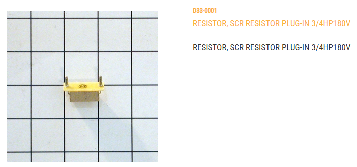 RESISTOR, SCR RESISTOR PLUG-IN 3/4HP180V