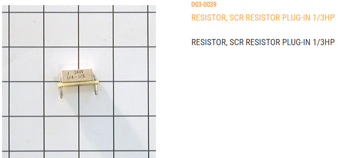 RESISTOR, SCR RESISTOR PLUG-IN 1/3HP