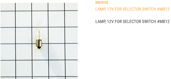 LAMP, 12V FOR SELECTOR SWITCH #MB12