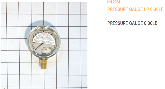 GAUGE, PRESSURE 0-30# LP LIQUID FILLED - 1/4" NPT THREADS REPLACES : 007-1871-8 AND 04