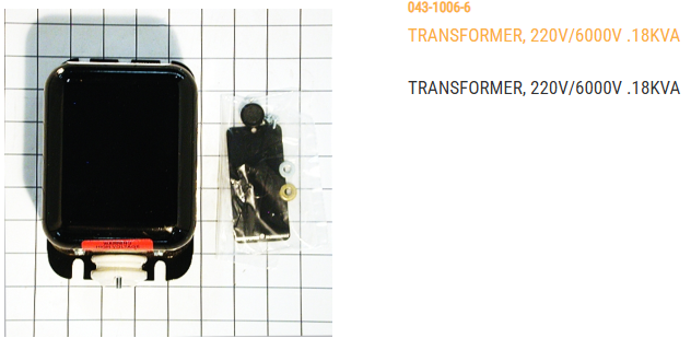 TRANSFORMER, 220V/6000V .18KVA
