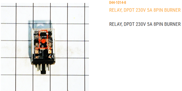 RELAY, DPDT 230V 5A 8PIN BURNER