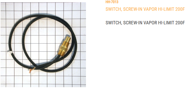 SWITCH, SCREW-IN VAPOR HI-LIMIT 200F W/48" LEADS REPLACES: 056-1529-9 AND 27-040