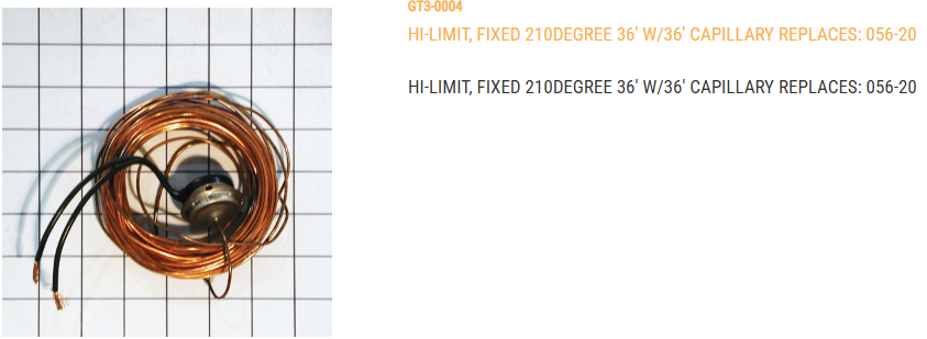 HI-LIMIT, FIXED 210DEGREE 36' W/36' CAPILLARY REPLACES: 056-2041-4