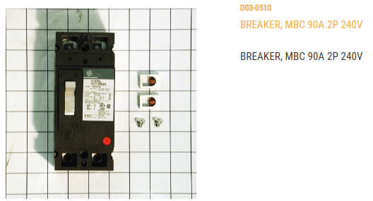 BREAKER, MBC 90A 2P 240V GE# TEB122090WL (OBSOLETE ONCE INVENTORY IS GONE, NO SUB)