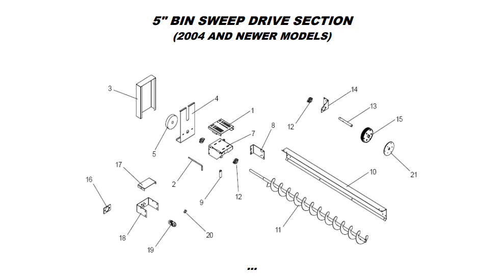 5" x 90" Bin Sweep Drive Assy