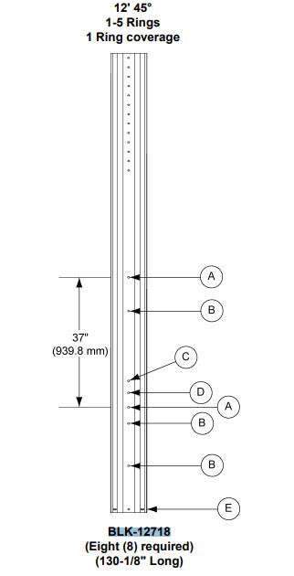 12' 45 DEG 1-5 RING LEG- 12GA