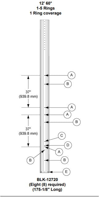 12' 60 DEG 1-5 RING LEG- 12GA