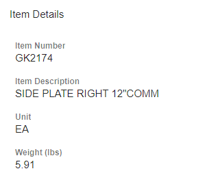 SIDE PLATE RIGHT 12"COMM