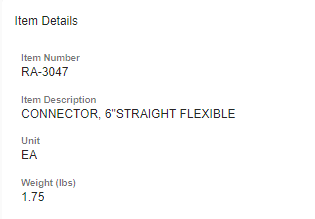 CONNECTOR, 6"STRAIGHT FLEXIBLE
