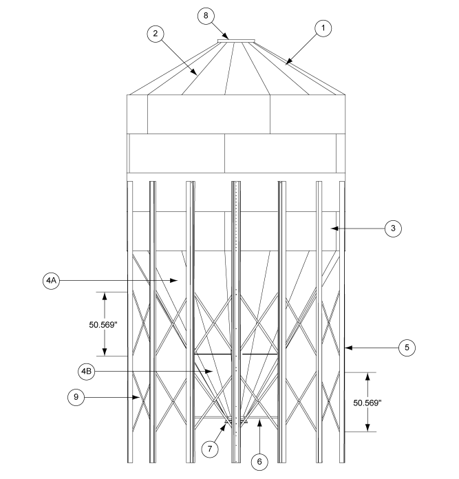 15' 60 DEG BLK TANK LEG- NEW