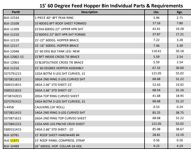 15' ROOF PANEL COMPRESS. STRAP