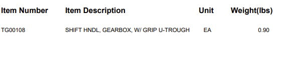 SHIFT HNDL, GEARBOX, W/ GRIP U-TROUGH