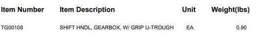 SHIFT HNDL, GEARBOX, W/ GRIP U-TROUGH