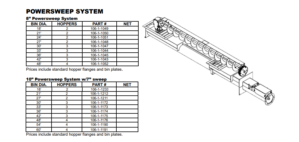 Power Sweep 10 x 36' w/ gear reduction drive