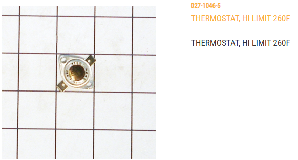THERMOSTAT, HI LIMIT 260F