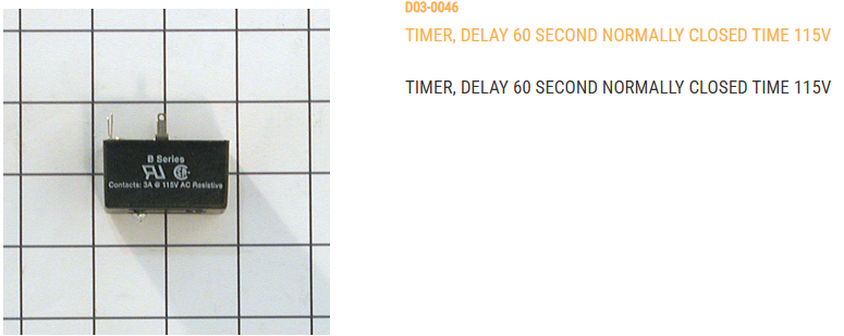 TIMER, DELAY  60 SEC. N.C. TIME 115V