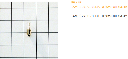 LAMP, 12V FOR SELECTOR SWITCH   #MB12