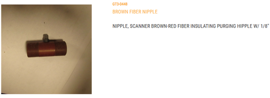 NIPPLE, SCANNER BROWN-RED FIBER INSULATING PURGING HIPPLE W/ 1/8"HOLE AND PLUG (PHENOLIC)
