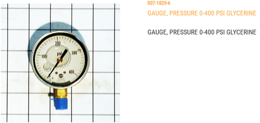 GAUGE, PRESSURE 0-400PSI GLYCER