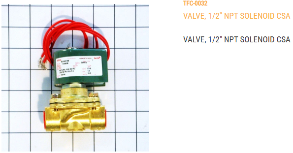 VALVE, 1/2" NPT SOLENOID-CSA    ASCO #8215G20B  REPAIR KIT TFC-0089