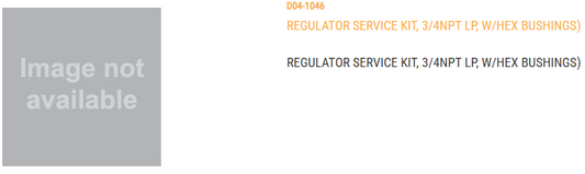 REGULATOR SERVICE KIT, 3/4NPT LP, W/HEX BUSHINGS REPLACES  TFC-0023-50 1/2NPT REGULATOR