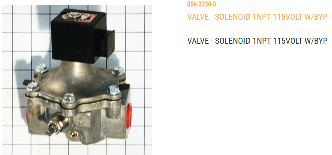 VALVE, SOLENOID 1NPT 115V DIN W/BYPASS 30 PSI MAX ASCO REBUILD KIT #318933 FFI #056-2230-3-R
