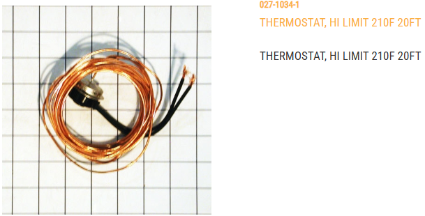 THERMOSTAT, HI LIMIT 210F 20FT, ITEM WILL BECOME OBSOLETE AND REPLACED BY D03-0378 ONCE INVENTORY IS