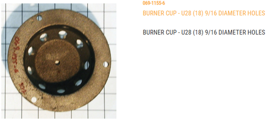 BURNER CUP - U28  (18) 9/16 DIA HOLES