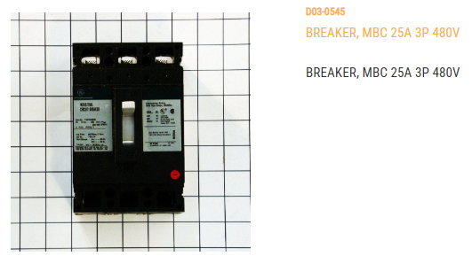 BREAKER, MBC 25A 3P 480V GE# TED134025WL (OBSOLETE ONCE  INVENTORY IS GONE, NO SUB)
