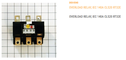 OVERLOAD RELAY, IEC 140A CLS20 RT32E (ITEM WILL BECOME  OBSOLETE ONCE INVENTORY IS GONE)