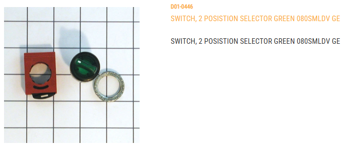 SWITCH, 2 POS. SELECTOR GREEN 080SMLDV GE (ITEM WILL BECOME  OBSOLETE ONCE INVENTORY IS GONE