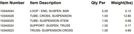 SUSPENSION BAR- CROSS