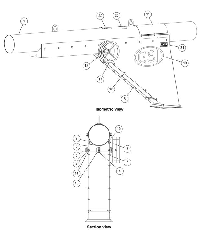 CHAIN LP: DISCHARGE ASM 12", 10GA TUBE