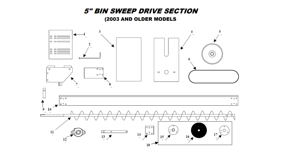 5" Bin Sweep Wheel Assembly