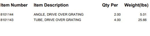 WELDMENT, DRIVE OVER GRATING
