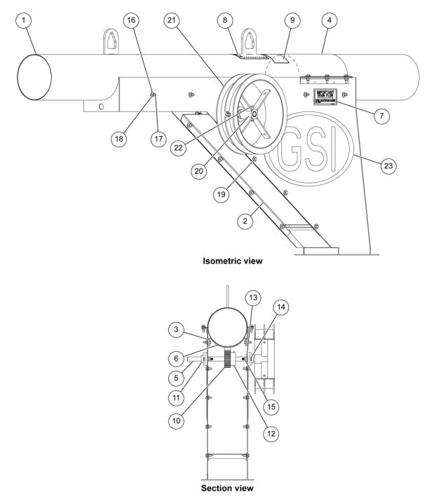 CHAIN LP: DISCHARGE ASM 8", 12GA TUBE