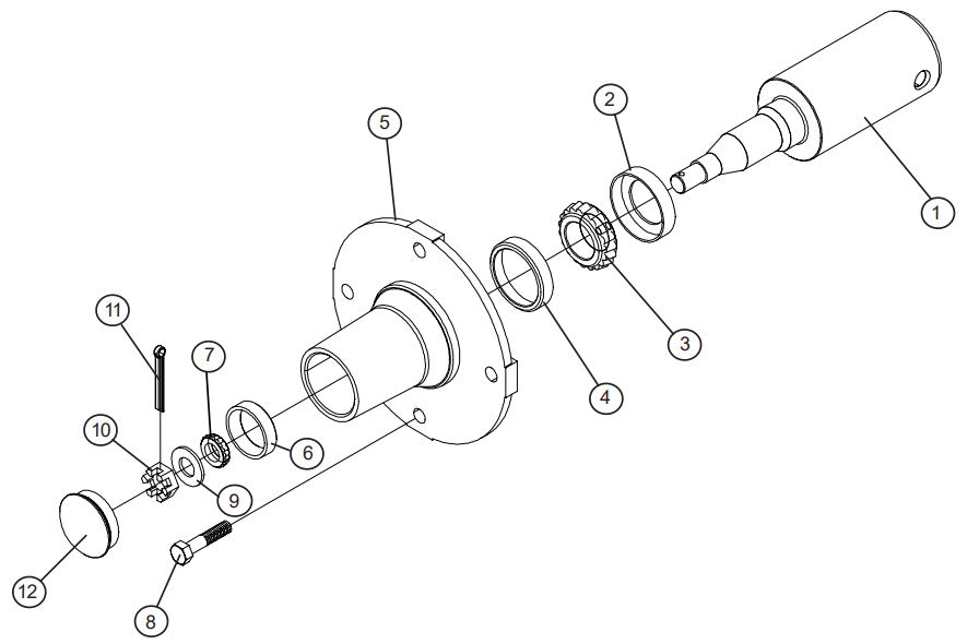 HUB, SPINDLE/ ASSY 4-BOLTX2.075" GKN AR>