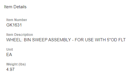 WHEEL: BIN SWEEP ASSEMBLY - FOR USE WIT>