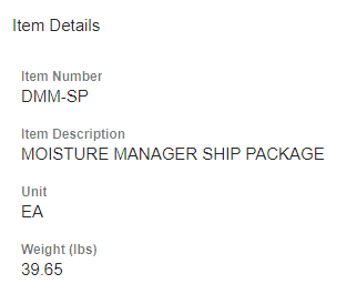 MOISTURE MANAGER SHIP PACKAGE