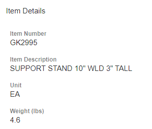 SUPPORT STAND 10" WLD 3" TALL