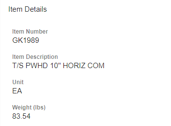 T/S PWHD 10" HORIZ COM