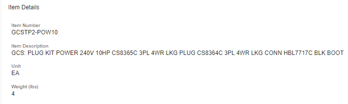 GCS: PLUG KIT POWER 240V 10HP