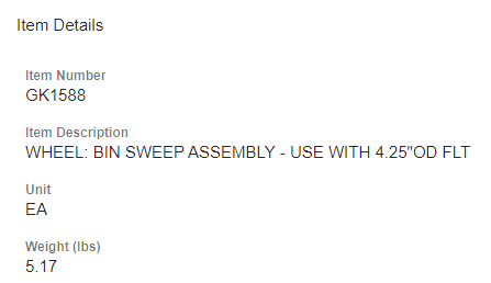WHEEL: BIN SWEEP ASSEMBLY - USE WITH 4.>