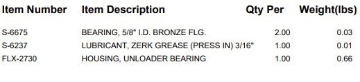 UNLOADER BEARING ASSEMBLY