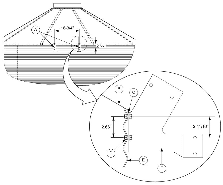 BFT 30DG ROOF R-F LDR PLACEMNT BRCKT LH