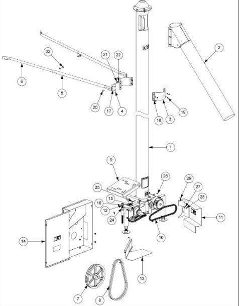 6" VERT. AUGER SPOUT W/BAND