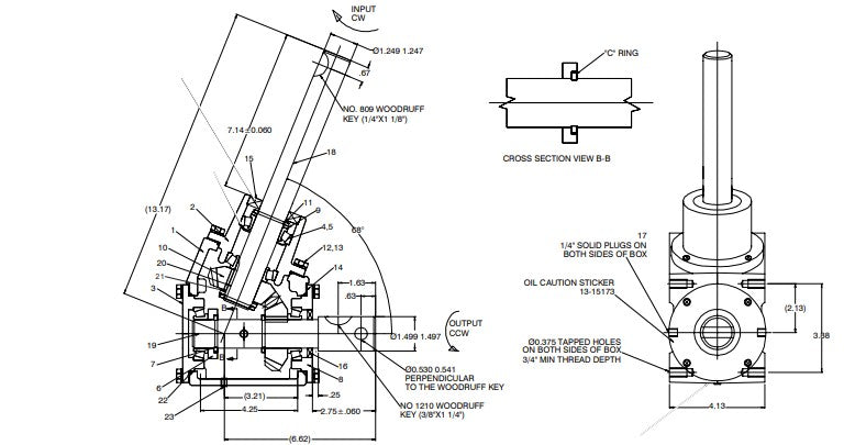 GEARBOX, 68DEG UPPER F/12" SAW>