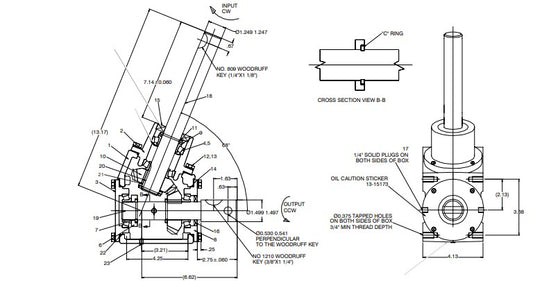 GEARBOX, 68DEG UPPER F/12" SAW>
