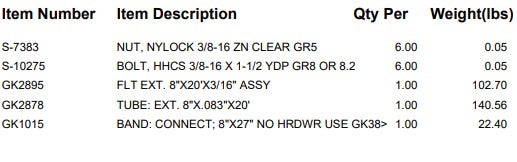 T/S: EXT. 8"X20'